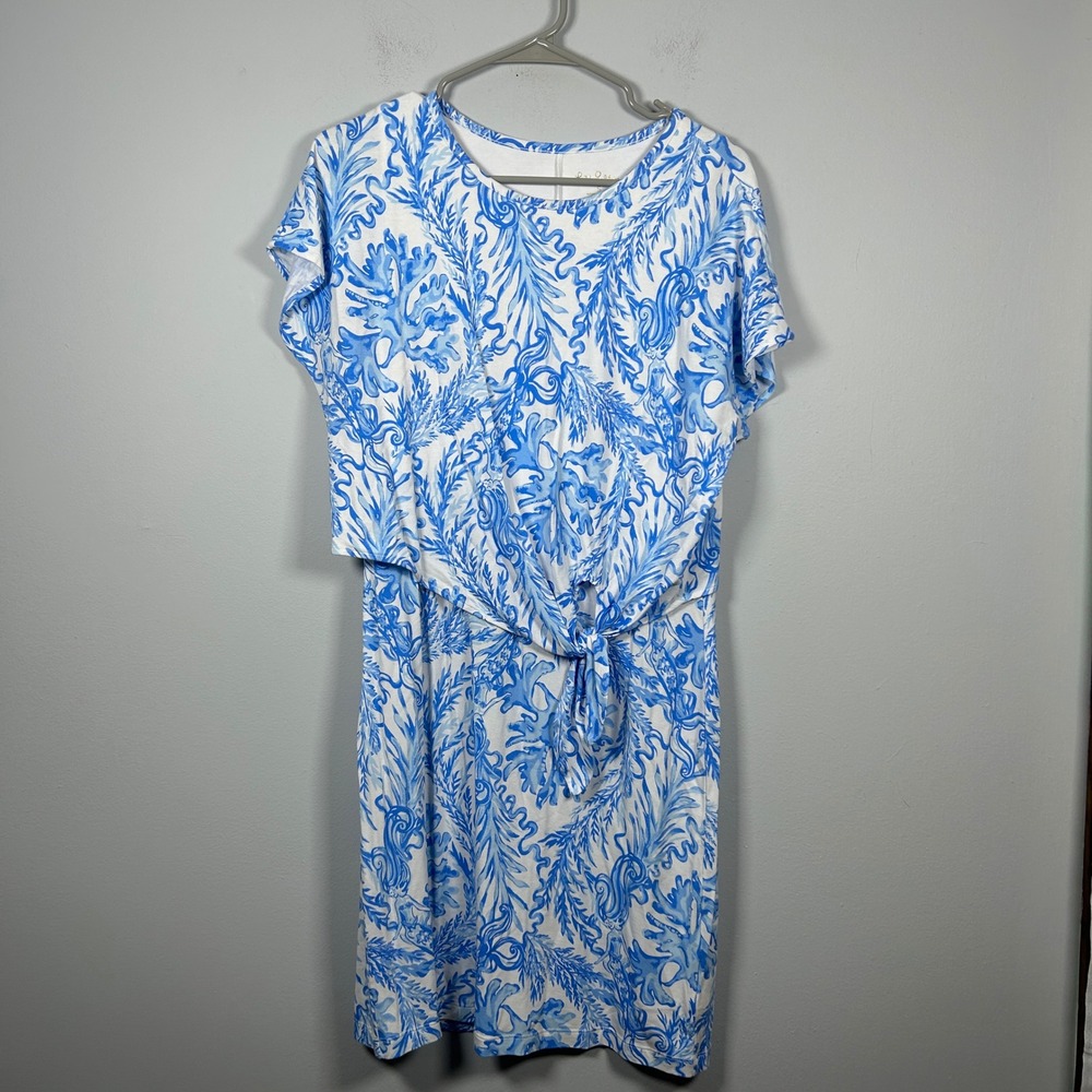 Lilly Pulitzer Inka Resort Dress White Aqua Lounge Women S Coral Coastal Resort